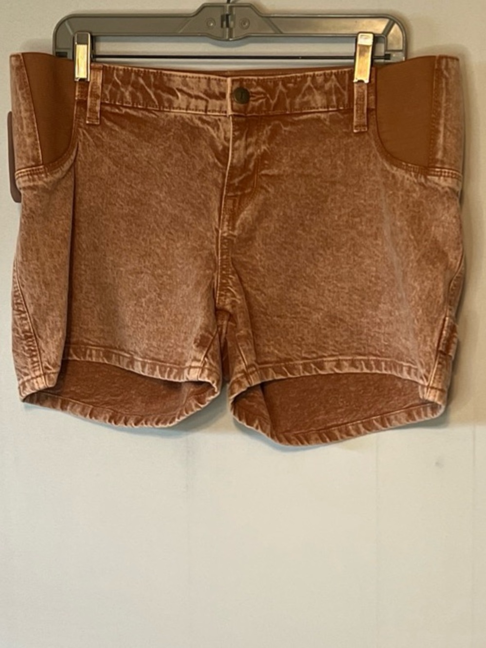 New W/T Ingrid & Isabel Maternity Shorts Womens Size 10 Denim Elastic Side Panel
